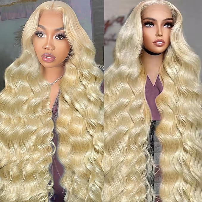 AIRDOT 34 Inch Blonde Wig Human Hair 180 Density 613 Lace Front Wig Human Hair 13x4 Body Wave Lace Front Wigs Human Hair Pre Plucked with Baby Hair Glueless HD Lace Frontal Wigs Human Hair for Women