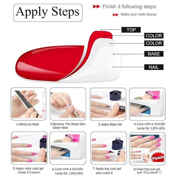 Vishine Gel Nail Polish Kit with UV LED Light - 45 Colors All Seasons Popular Gel Polish Set with Base and Matte/Glossy Top Coat Nail Art Manicure Starter Essential Tools Salon Home Gifts for Women