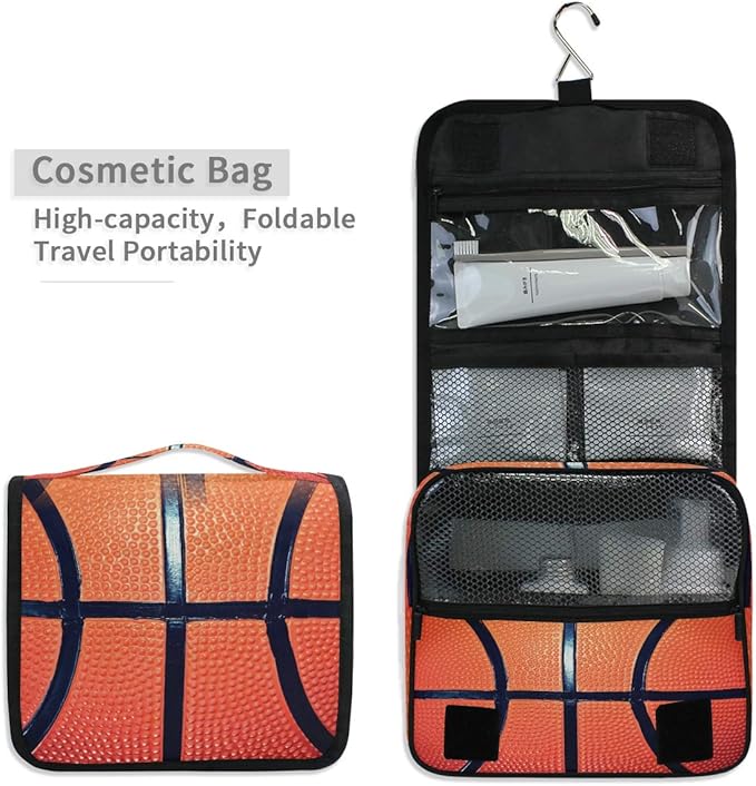 Hanging Toiletry Bag Sport Ball Basketball Portable Travel Cosmetic Makeup Bag Bathroom Shower Shaving Kit Organizer Bag for Men Women