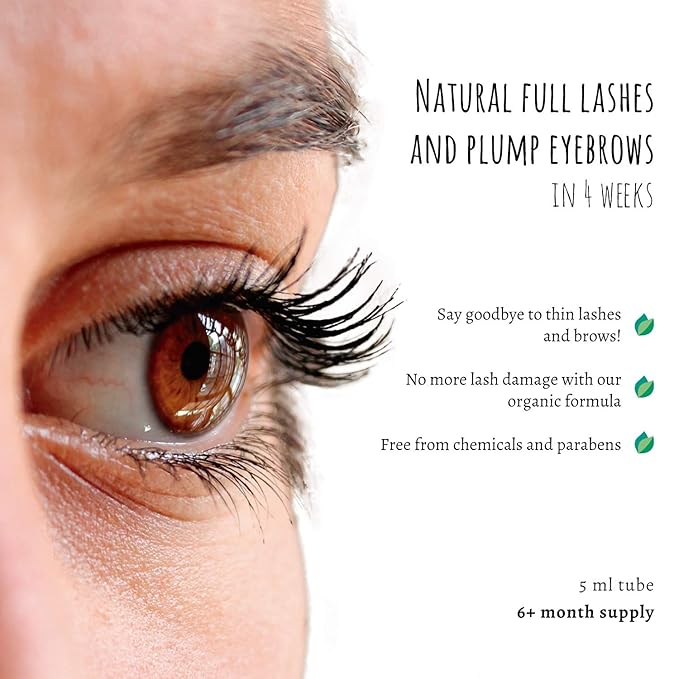 Eyelash Growth Serum - Instant Lash serum for eyelash growth with Hyaluronic Acid - 100% Natural Dermatologist Tested and Approved Eyelash Enhancer - Eyebrow serum to grow brows thicker - (5ml)