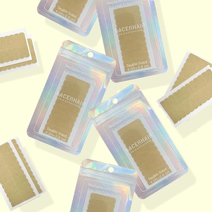 Lacer Replacement Tape Tabs Double Sided for Tape in Hair Extensions 4 * 0.8 cm (1.6 x 0.31 Inch)