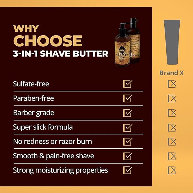DeadeyeDick's 3-in-1 Shave Butter for Men | Natural Shaving Cream Mens for Face, Head & Body | Gentle & Comfortable on All Skin Types | 8 FL OZ