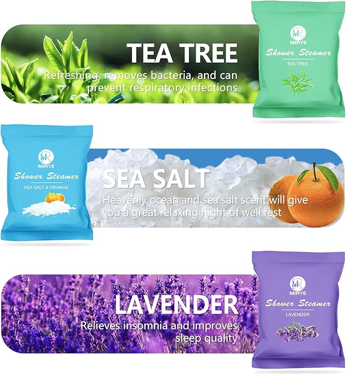 Shower Steamers Aromatherapy for Women and Men, 24-Pack Organic Shower Bombs with Essential Oil, Rose, Watermelon, Tea Tree, Orange, Sea Salt, Lavender Birthday Gifts Mothers Day Gifts for Mom