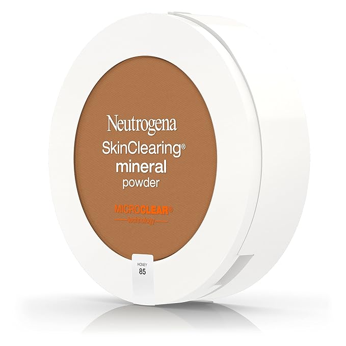 Neutrogena SkinClearing Mineral Acne-Concealing Pressed Powder Compact, Shine-Free & Oil-Absorbing Makeup with Salicylic Acid to Cover, Treat & Prevent Acne Breakouts, Honey 85,.38 oz