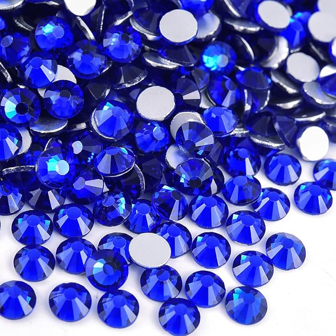 Blinginbox Flatback Rhinestones Bulk,14400pcs Crystal Round Loose Gemstones Glass Rhinestones for Crafts Makeup Nail Art Clothes Shoes DIY Decorations(SS16,3.8-4.0mm,Sapphire)