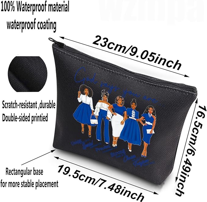 WZMPA Sorority Zeta Cosmetic Makeup Bag Finer Women Gift God Says You Are Sorority Makeup Zipper Pouch Bag Zeta Paraphernalia (God Says Zeta BL)