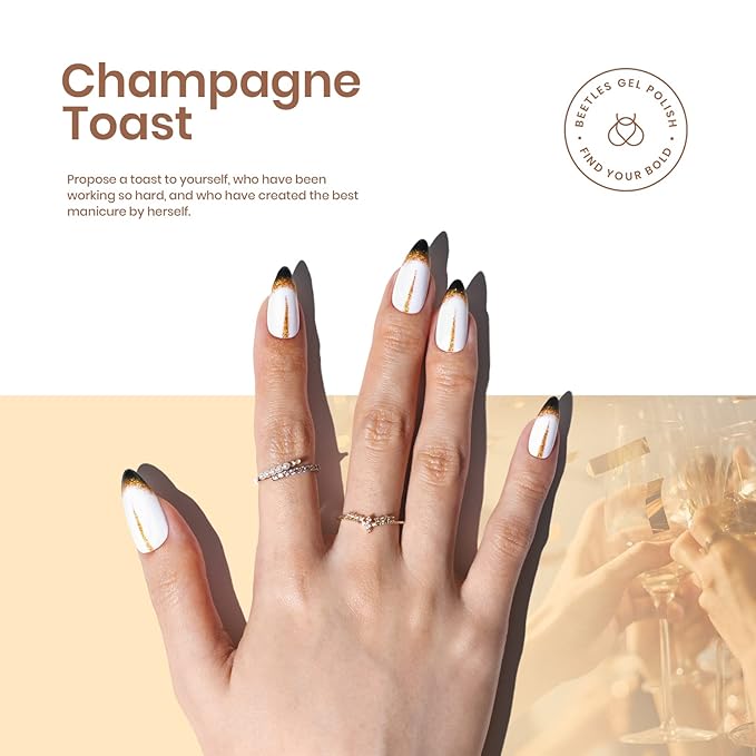 Beetles Shimmer Gel Nail Polish Set, 6 Colors Black White Polish Gel Silver Rose Gold Glitter Shimmer Nail Polish Soak Off Uv Lamp Nail Art Manicure Salon Gifts for Her Women