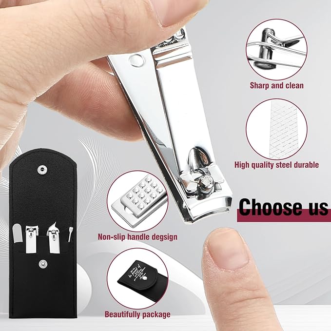 Lasnten 24 Set Employee Appreciation Gift Bulk Manicure Set Thank You Teacher Gift Nail Clippers 4 in 1 Stainless Steel Grooming Nail Kit Pedicure Tools with Travel Case for Nurse Coworkers Graduate