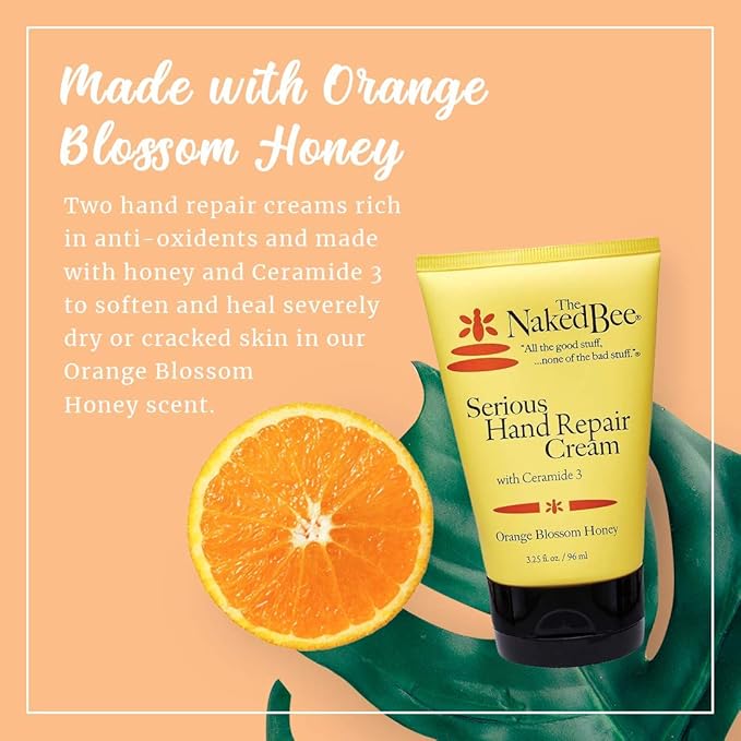 The Naked Bee Orange Blossom Honey Hand Cream (3.25 oz) Intensive Nourishing Cream for Smoother and Softer Hand - Deep Moisture and Repair for Dry Skin