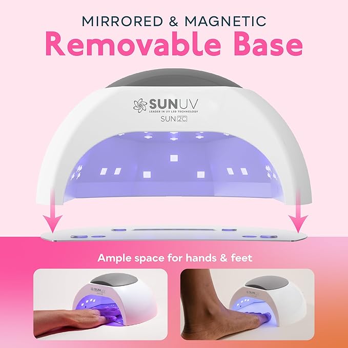 SUNUV UV Light for Gel Nails Polish, 48W UV LED Nail Lamp with 4 Timer Settings, Auto Sensor Removable Base SUN2C Grey