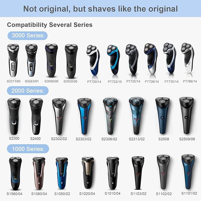 Rollingfit SH30 Replacement Heads Compatible with Philips Norelco Electric Shaver Series 1000, 2000, 3000 and S738, Easy Cut and Replace, 3-pc Pack