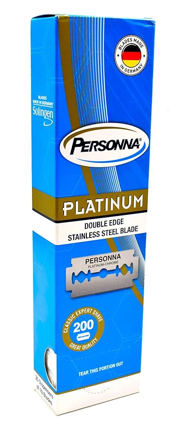200 TWO HUNDRED Personna Platinum Double Edge Razor Blades - Made from Swedish Steel