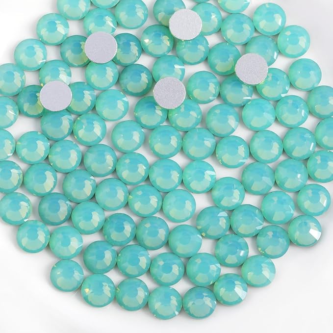 Beadsland 1440pcs Flat Back Crystal Rhinestones Round Gems for Nail Art and Craft Glue Fix, Pacific Opal, SS6, 1.9-2.1mm