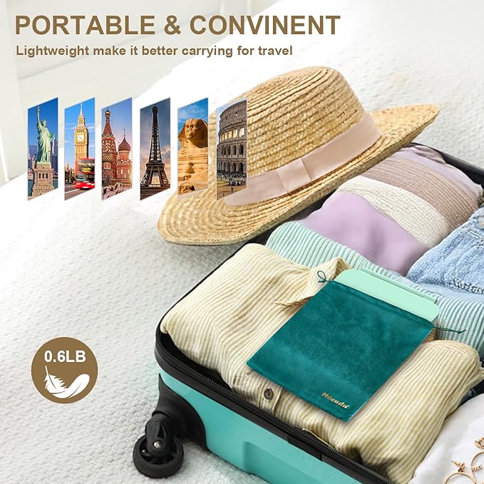 LED Foldable Travel Makeup Mirror - 5x7 inches3 Colors Light Modes USB Rechargeable Touch Screen, Portable Tabletop Cosmetic Mirror for Travel, Cosmetic, Office (Green)