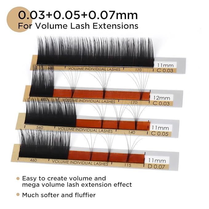 LASHVIEW Faux Eyelash Extensions Volume Fan for Professional Salon UseThickness 0.05mm Soft D Curl Length 8-15mm mixed Semi-Permanent Individual Silk Lashes