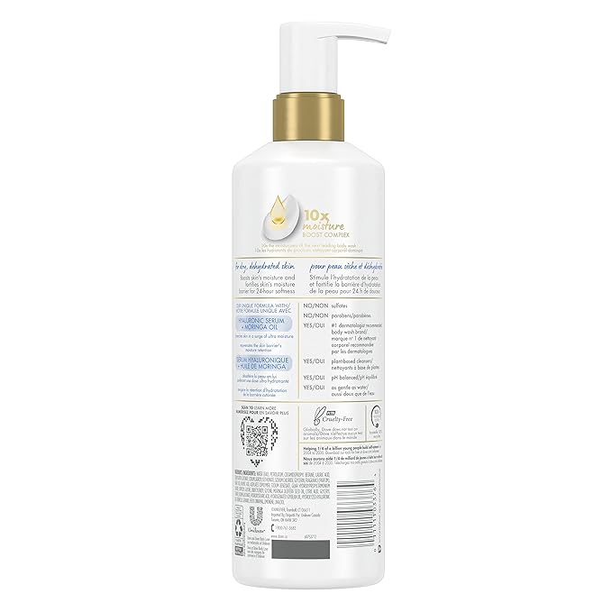 Dove Body Love Body Cleanser Moisture Boost 3 Count For Dry Skin Body Wash with Hyaluronic Acid and Moringa Oil 17.5 fl oz