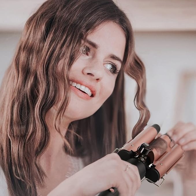 5 in 1 Hair Curling Iron Wand Set PTC Fast Heating Hair Crimper Professional Hair Styling Tools LCD Temp Control with Hair Straightener, Ceramic 3 Barrel Hair Waver Surprise Gift for Women Girl