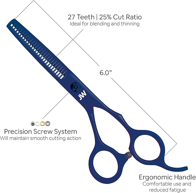 JW Shears Professional Hairdressing Shear, Thinner, Razor and Case Set (6.0" Blue)