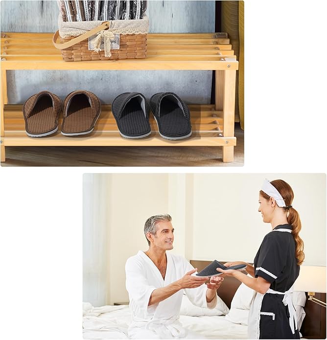 Geyoga 12 Pair House Slipper for Guest Non Slip Disposable Slipper for Travel Washable Reusable Closed Toe Hotel Bridesmaid Indoor Spa Wedding Party Shoeless Home