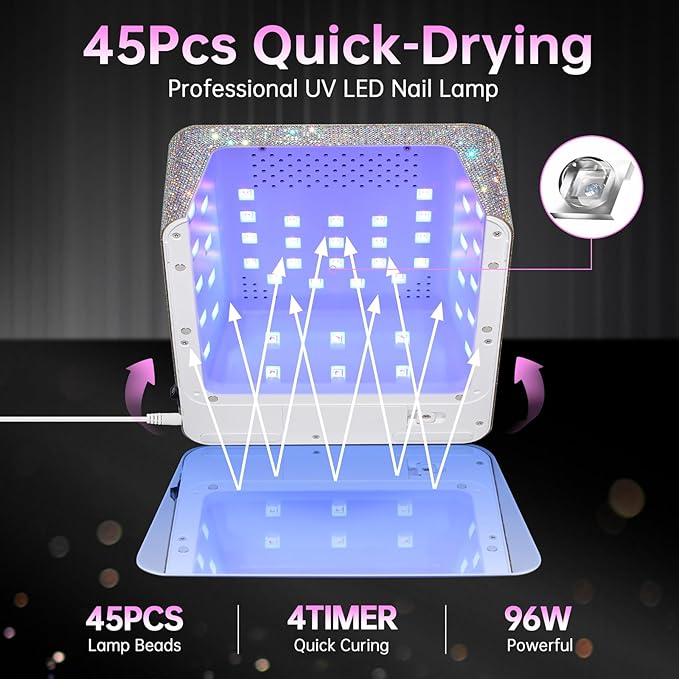 Rechargeable UV LED Nail Lamp UV LED 96W Nail Lamp Professional Nail Dryer Nail Light AB White Diamond