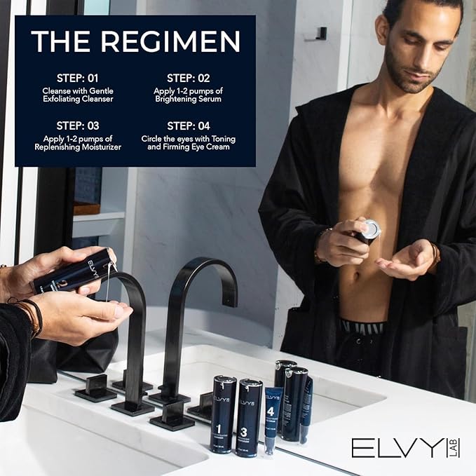 Complete Men's Skincare Set | 4-Step Grooming Kit with Cleanser, Vitamin C Serum, Face Moisturizer & Eye Cream | Hydrating and Rejuvenating Skincare for All Skin Types