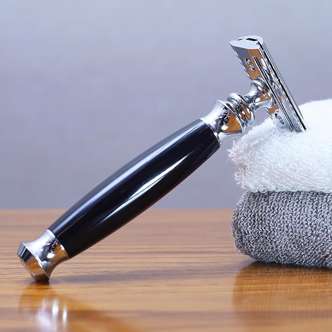 Shaving Kit,Double Edge Safety Razor with 10 Original Blades for Men,Badger Hair Shaving Brush and Bowl Kit,Stand Holder,Men's Grooming Tool Set