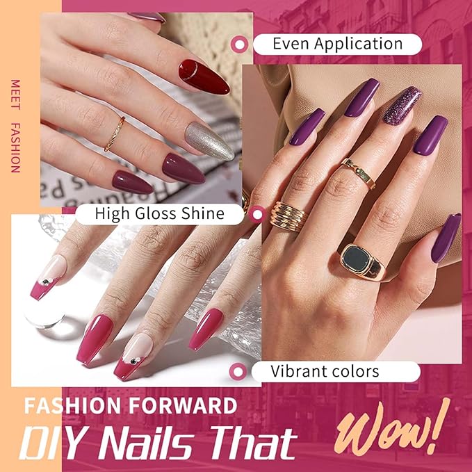 JR 9pcs 15ml Gel Nail Polish Set Red Pink Gel Polish Kit Soak Off Gel Polish Nail Art Manicure Salon DIY Home Gift G