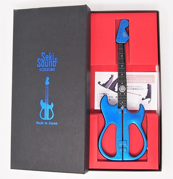Cutlery Guitar Scissors SekiSound Metallic Blue with a stand (Gift Box Included) Hobby Tool SS-35MB