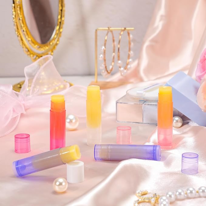 Nuanchu 200 Pcs Lip Balm Tubes Empty Lip Gloss Tubes Bulk Women 0.186 Oz/ 5.5 ml Lip Gloss Container Kit Clear PVC Lip Containers with Caps for DIY(Multicolor)