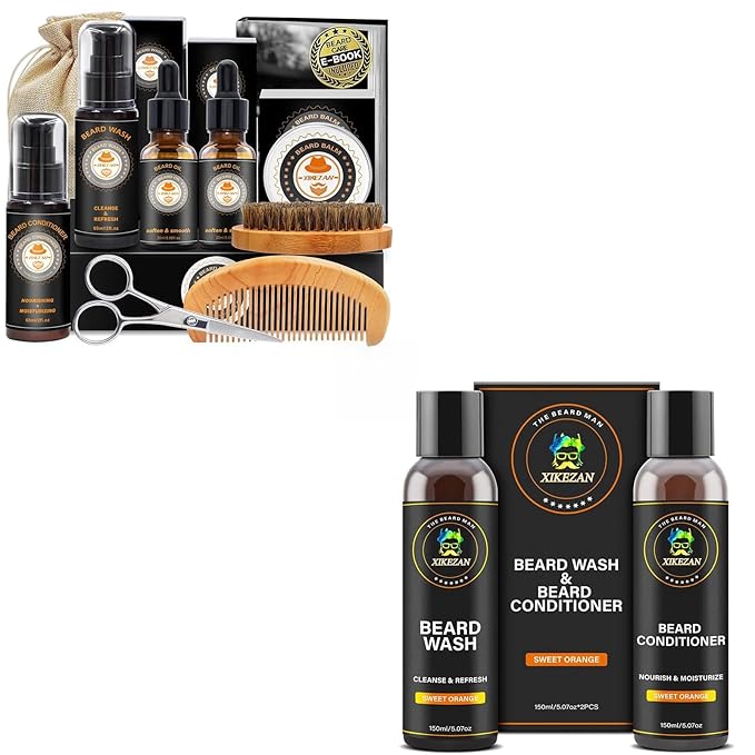 XIKEZAN Gifts for Men w/Beard Kit and Beard Shampoo and Conditioner Set