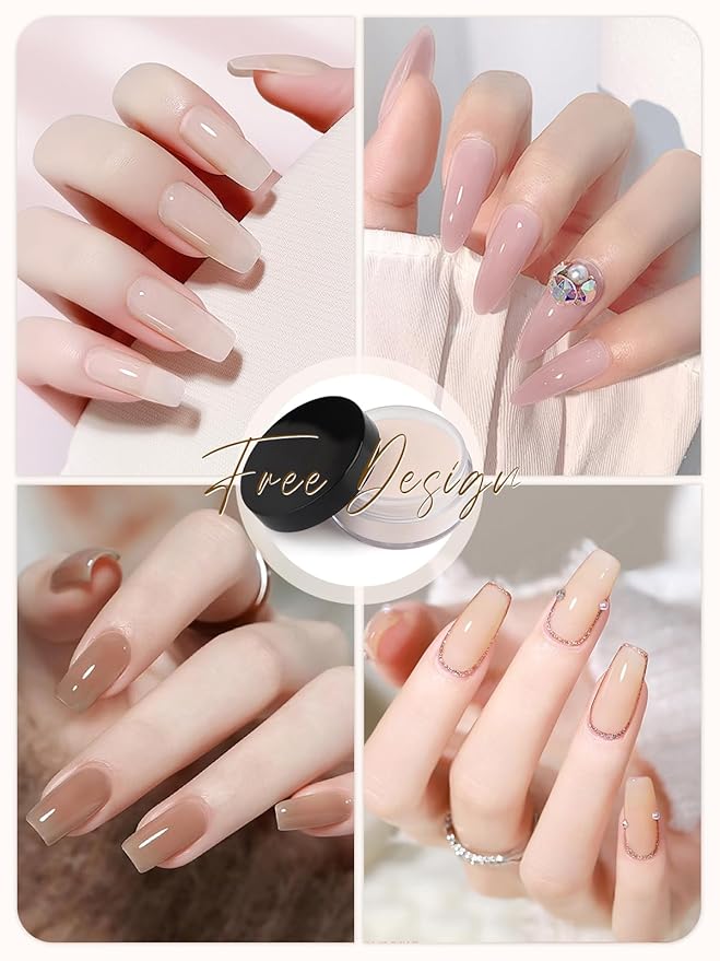 EBANKU Nude Acrylic Powder Set, 6 Colors * 10g/0.35oz Acrylic Nail Powder Warm Colors Series Acrylic Powder for Nail Acrylic French Extension 3D Nail Carving, Long-Lasting, No Nail Lamp Needed