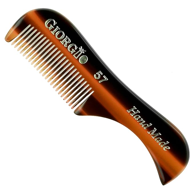Giorgio G57 Extra Small Men's Fine Tooth Beard and Mustache Comb for Facial Hair Grooming and Styling. Wallet Pocket Comb Beard Comb for Men, Handmade, Saw-Cut and Hand Polished (2.75")