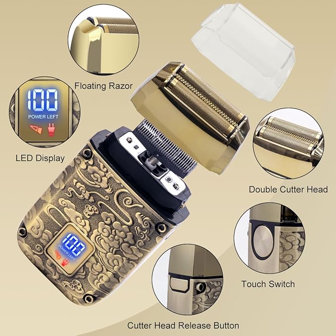 Hatteker Foil Shaver, Head Shaver Kit Beard Trimmer for Men Grooming Shaving Kit, Hair Trimmer, Cordless Head Shavers for Bald Foil Shavers Gifts for Him