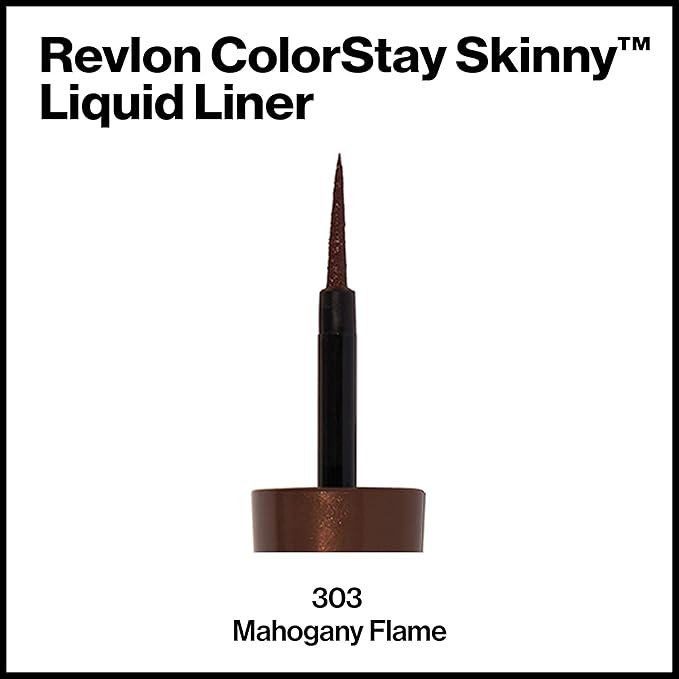 Revlon Skinny Liquid Eyeliner, ColorStay Eye Makeup, Waterproof, Smudge-proof, Longwearing with Ultra-Fine Tip, Mahogany Flame, 0.08 oz