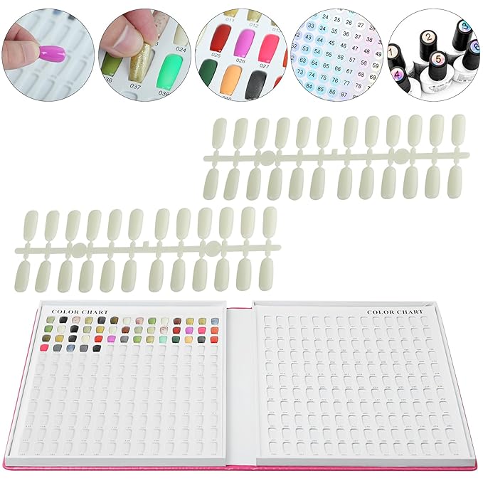 308 Polish Display Book, Gel Color Display Book, Fake Tips Sample Painting Art Design for Nail Salons, DIY at Home (Rose Red)