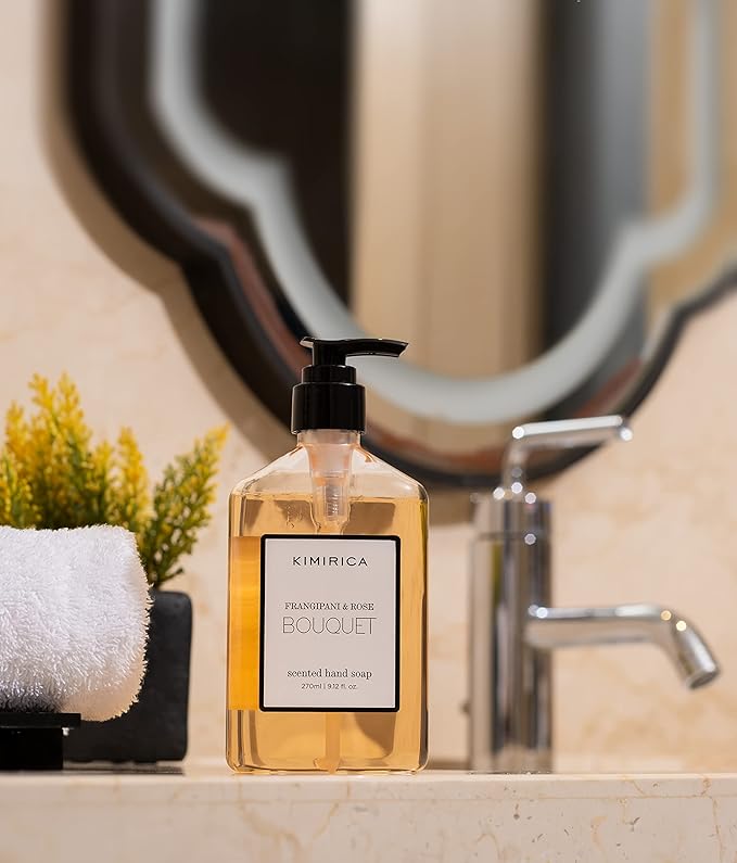 Frangipani & Rose Hand Care Duo | Moisturizing Hand Wash & Lotion Set with Floral Scent | Nourishing, Non-Drying, Elegant Sink Set for Bathroom or Kitchen | 9.13 Fl Oz (Pack of 2)