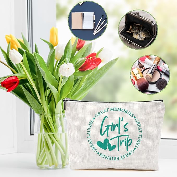 3Pcs Girls Weekend Gifts, 2025 Girls Trip Gifts Favors Travel Gifts Funny Makeup Bag, Weekend Bag Cosmetic Bag, Friendship Gifts for Women Friend Bridesmaid BFF, Graduation Wedding Gifts Toiletry Bag