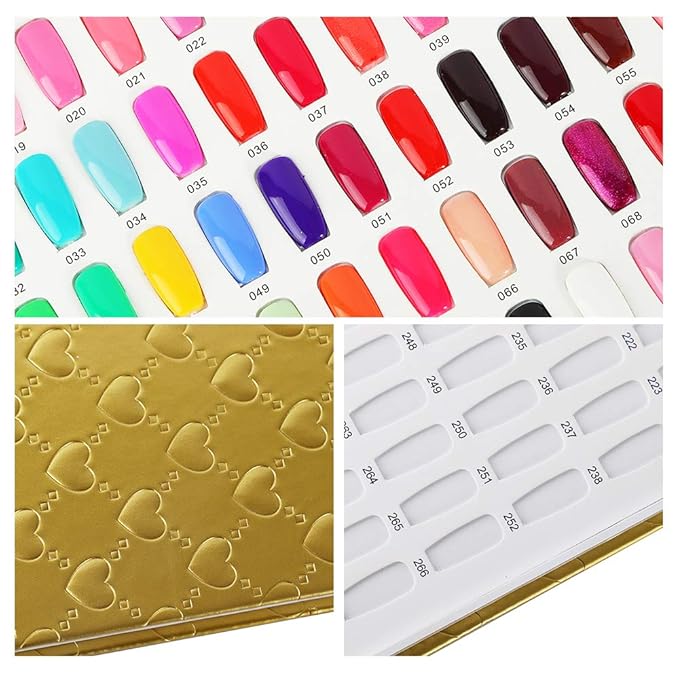 Acycion2A 308 nail display chart with 360 false nail tips (Gold)