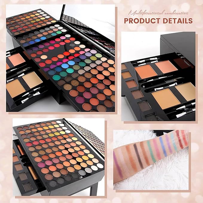 190 Colors Professional Makeup Kit for Women Full Kit, Pallet,All In One Gift Set girls, include Eyeshadow/Facial Blusher/Eyebrow Powder/Eyeliner Pencil/Mirror/makeup brush(004N)