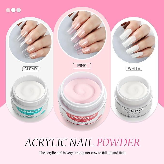 Acrylic Nail Kit for Beginner Professional Nail Kit Acrylic Set with Nail Lamp 12Pcs Glitter Powder Nail Art Rhinestones Base Top Coat 100PCs Nail Tip Nail Tools DIY Home Salon