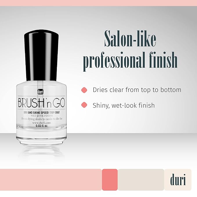 duri Brush’n Go Dry and Shine Speedy Top Coat and Drop'n Go Nail Polish Drying Drops - Fast Dry Top Coat Nail Polish Combo Pack