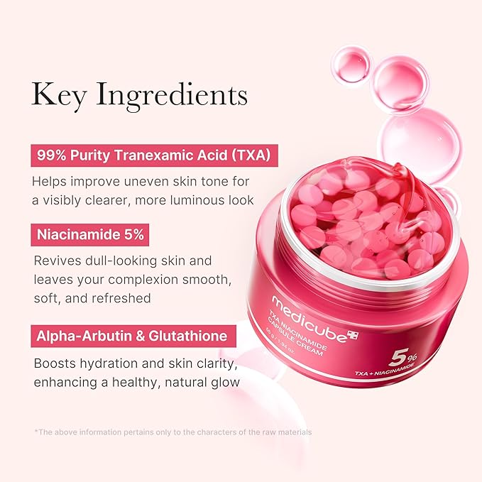 medicube TXA+Niacinamide Capsule Cream | Dual Radiance Moisturizer, Ideal for Use After Spot Care | For Uneven Skin Tone, Texture & Hydration | 99% Pure Tranexamic Acid | Korean Skincare | 1.94oz
