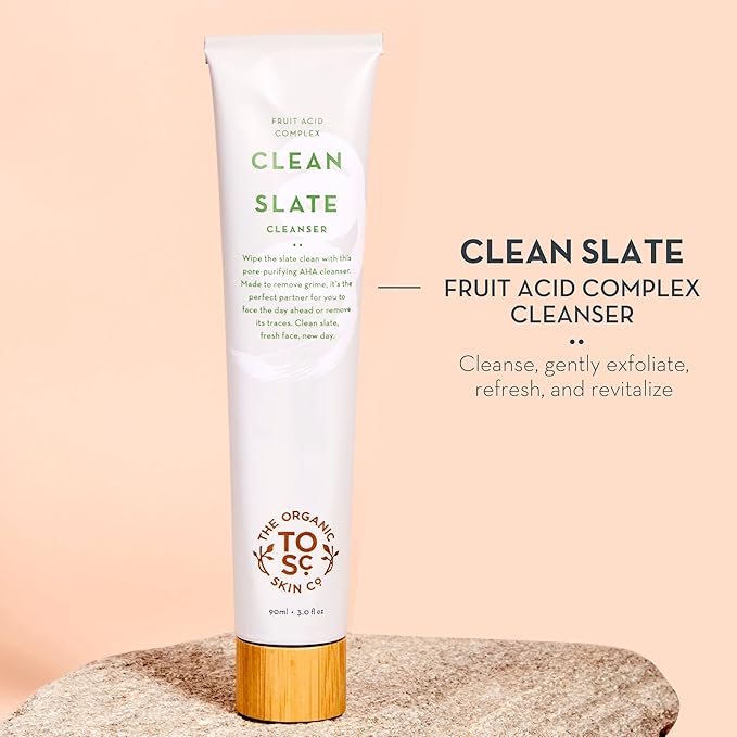 Facial Wash | Clean Slate by The Organic Skin Co. | Face Wash for Women and Men | Face Care | Exfoliating Face Wash with AHA | Gentle Face Cleanser for Acne Treatment | Natural Face Wash and Face Exfoliator | 3 Fl Oz