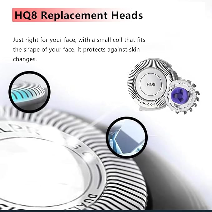 HQ8 Replacement Heads Compatible with Philips Norelco Aquatec Replacement Blades,6 New Upgraded Blades for Philips Norelco Aquatec Replacement Heads for hq8505 PT720 PT730 AT880 At830 AT810 AT815