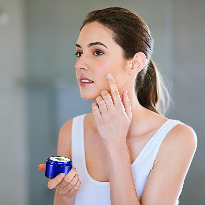 Domensi 60 Pcs 1oz Glass Jars with Lids Bulk Salve Tins Small Glass Candle Cosmetic Jars for Travel with Inner Liners Containers for Lotions Sample Cream(Cobalt Blue, Black Lid)