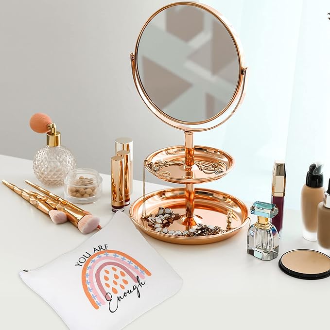 Coume 20 Pcs Inspirational Rainbow Canvas Makeup Bags Bulk Appreciation Quotes Cosmetic Bags Zipper Personalized Encouragement Travel Pouch Toiletry Bag for Women Teacher Nurse Friend(Rainbow)