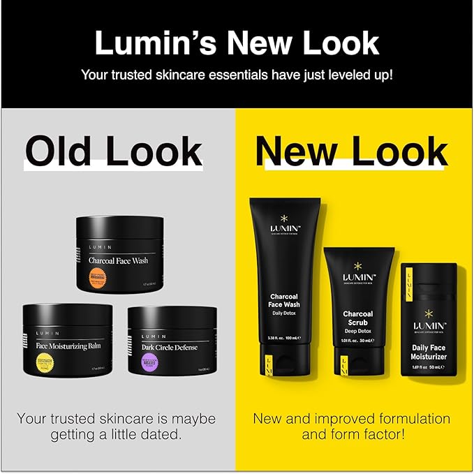 Lumin - Charcoal Scrub Deep Detox for Men - Face Cleanser for Men, Pre Shave Scrub, A Charcoal Face Exfoliator That Refreshes & Rejuvenates The Skin, Suitable for all skin types, 30ml, 2-Pack