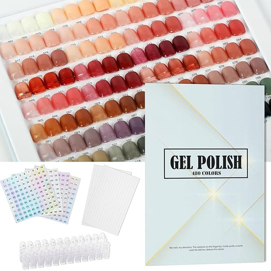 480 Nail Colors Book,Professional Nail Polish Chart Book with 600 Practice Tips & 1-500 Number Labels, Pre-Numbered Slots,Perfect for Salons and Home Use(Starry Sky)