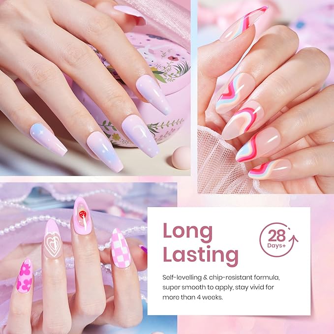 Beetles 23Pcs Gel Nail Polish Set with Base Top Coat Spring Pastel Bright Neon Colors Gel Polish Kit Nude Blue Pink Red Green Purple Colors Soak off Uv Nail Gift for Girls