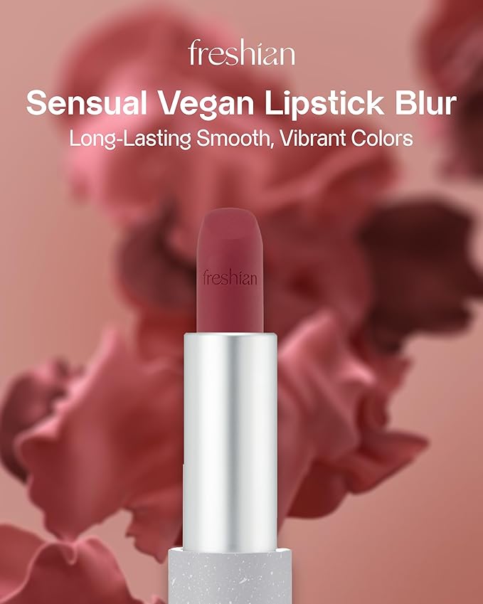 Sensual Vegan Lipstick Blur (01 Pleasure, 0.12oz) - Long-Lasting Formula, Lightweight Matte Lipstick, Korean Makeup. Shea Cocoa Butter, Vegan.